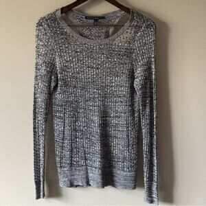 WHITE HOUSE BLACK MARKET OPEN KNIT RACERBACK SWEATER GRAY MARL SIZE SMALL